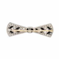 Tiffany & Co, Art Deco, Diamond, Onyx, and Platinum Bow Brooch