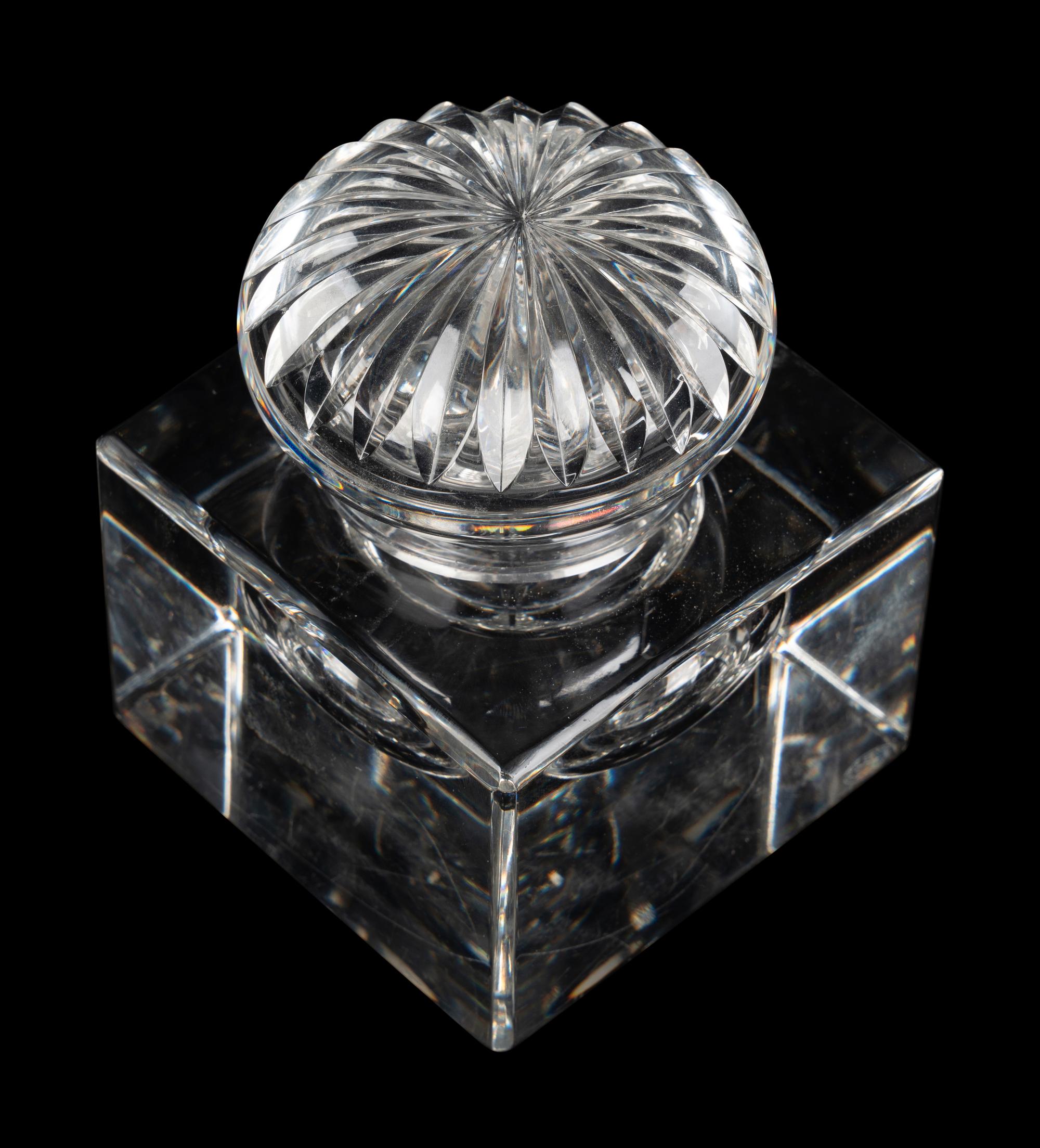 A Baccarat Cut Glass Inkwell