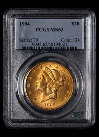 A 1904 Liberty Head $20 Gold Coin (PCGS MS63)