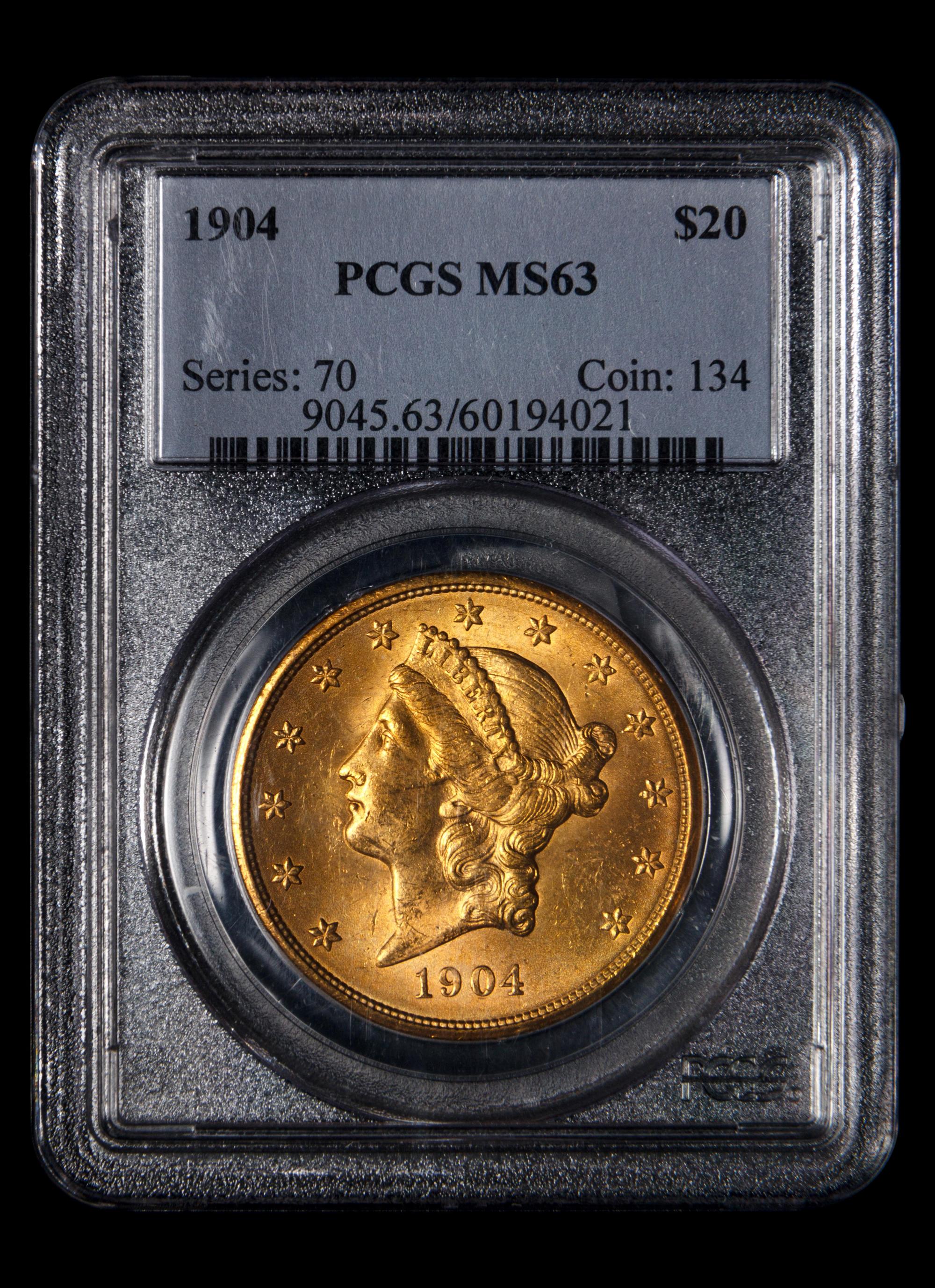 A 1904 Liberty Head $20 Gold Coin (PCGS MS63)