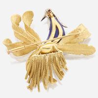A gold, lapis lazuli, and diamond brooch, Pierre Sterlé for Chaumet