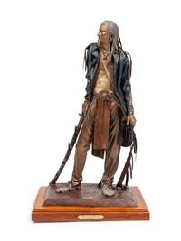 Retired with Honors , edition 39/50, circa 1990, pigmented bronze on wood base