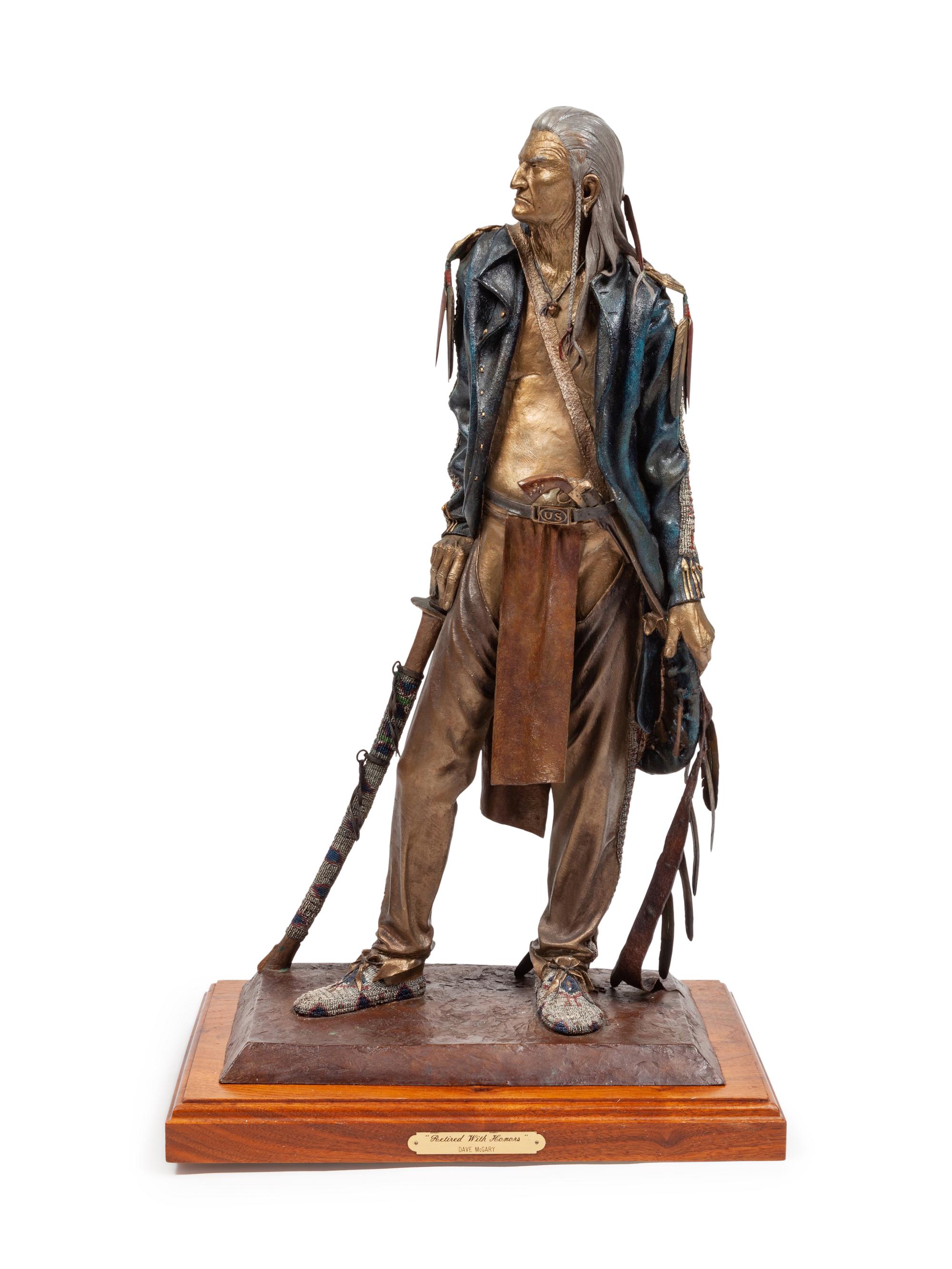 Retired with Honors , edition 39/50, circa 1990, pigmented bronze on wood base