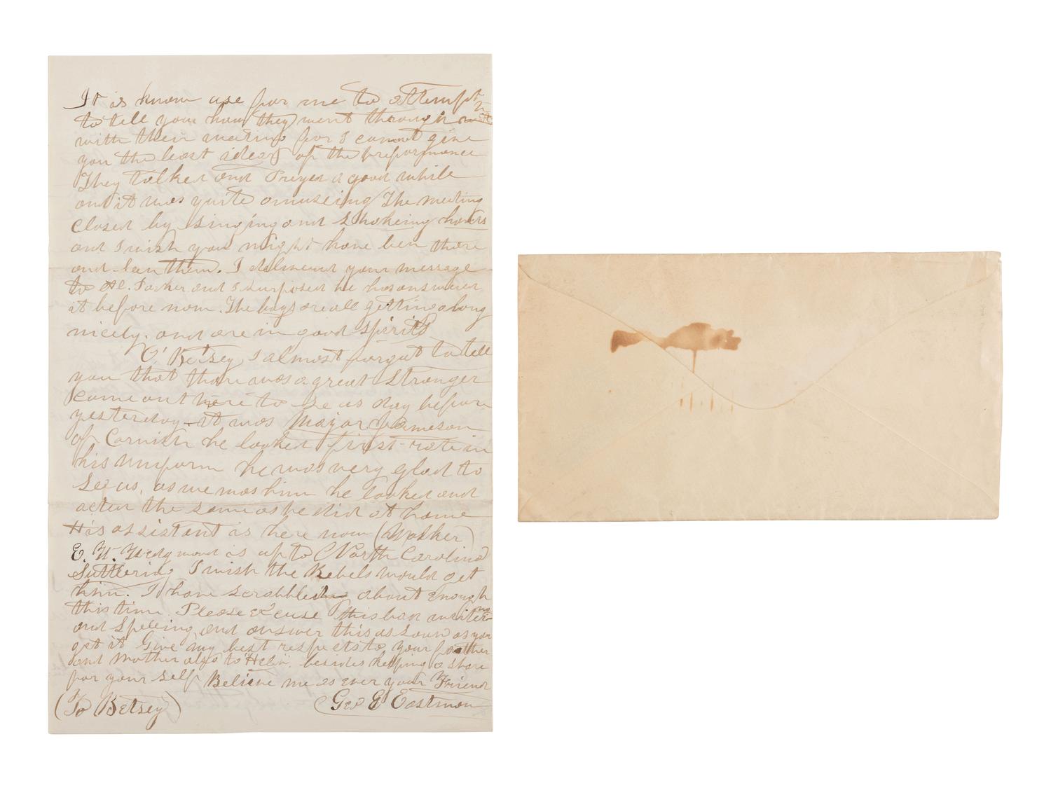 [CIVIL WAR]. Soldier's letter describing the nightly "meetings" of formerly enslaved persons, 1863.