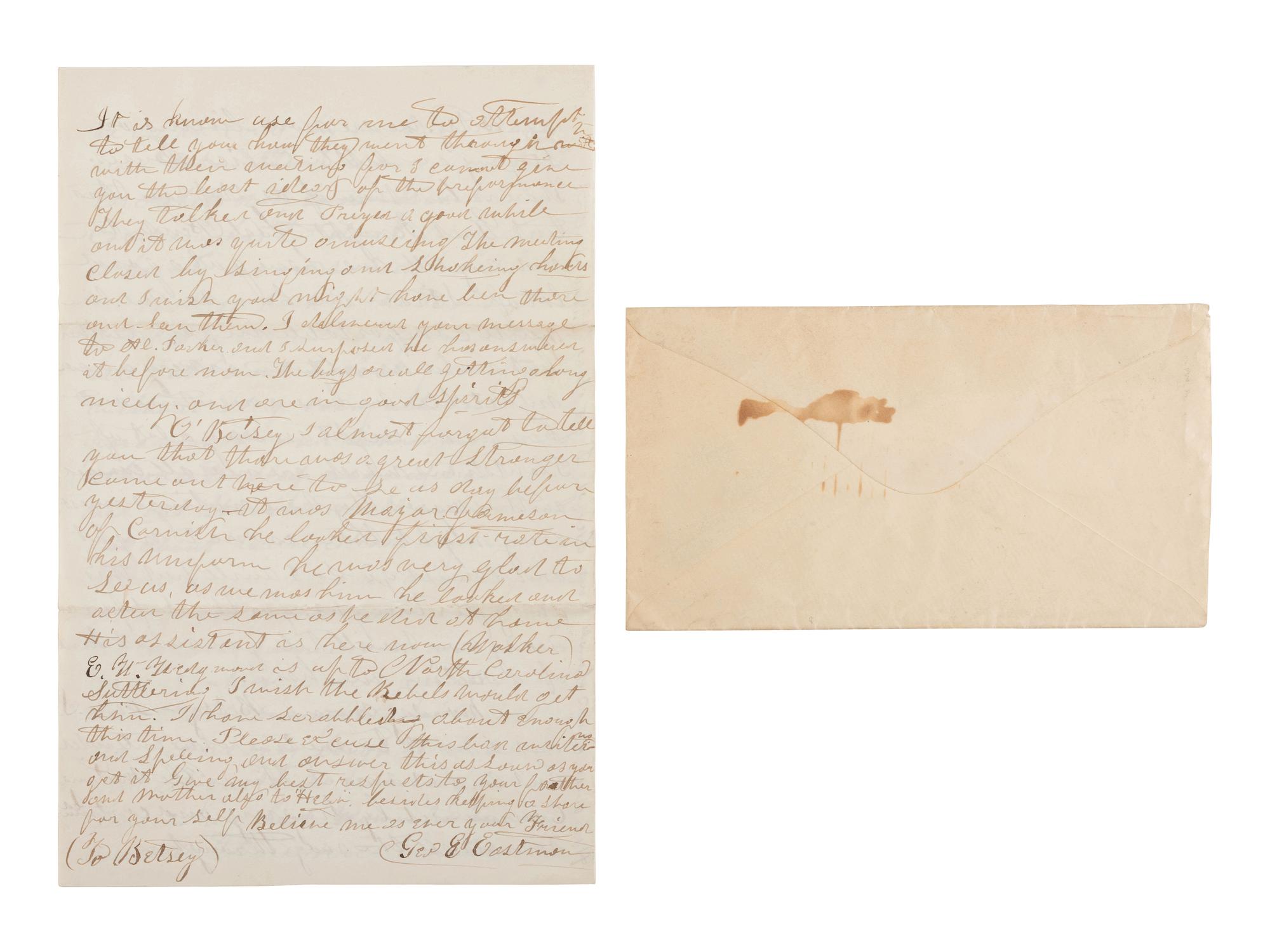[CIVIL WAR]. Soldier's letter describing the nightly "meetings" of formerly enslaved persons, 1863.