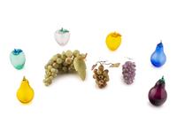A Group of Colored Glass and Hardstone Models of Fruit