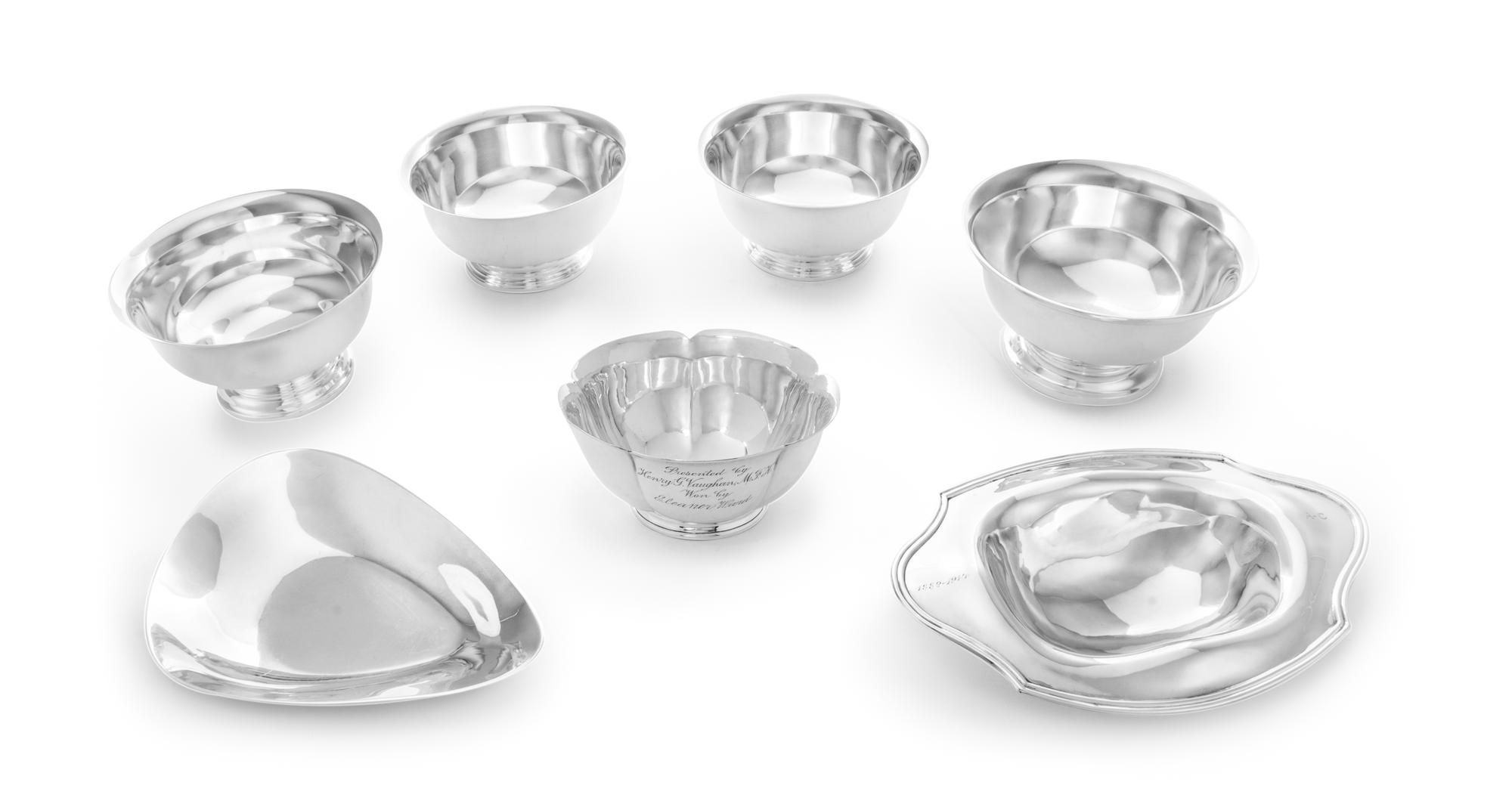 Seven American Silver Bowls, Various Makers, 20th Century, including International, S. Kirk & Son, Tuttle and others.