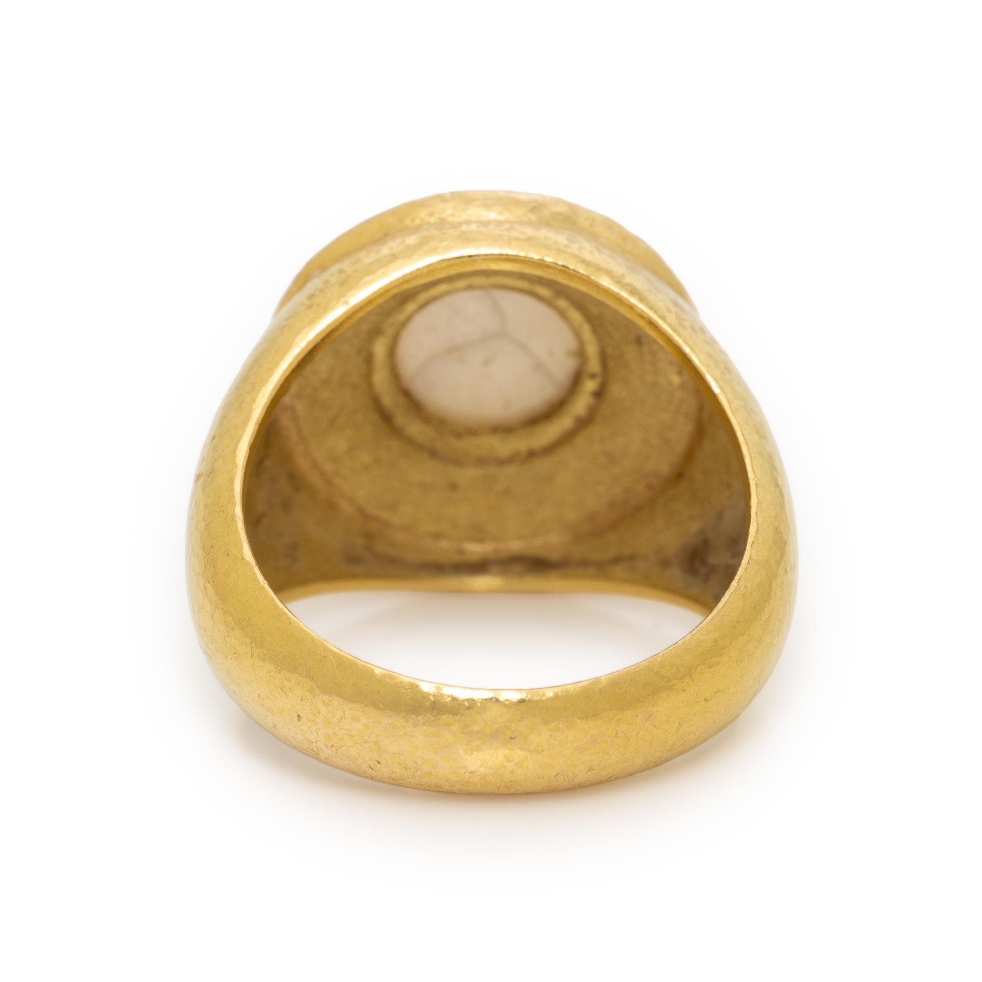 Elizabeth Locke, Yellow Gold and Carved Moonstone 'Man-in-the-Moon' Ring