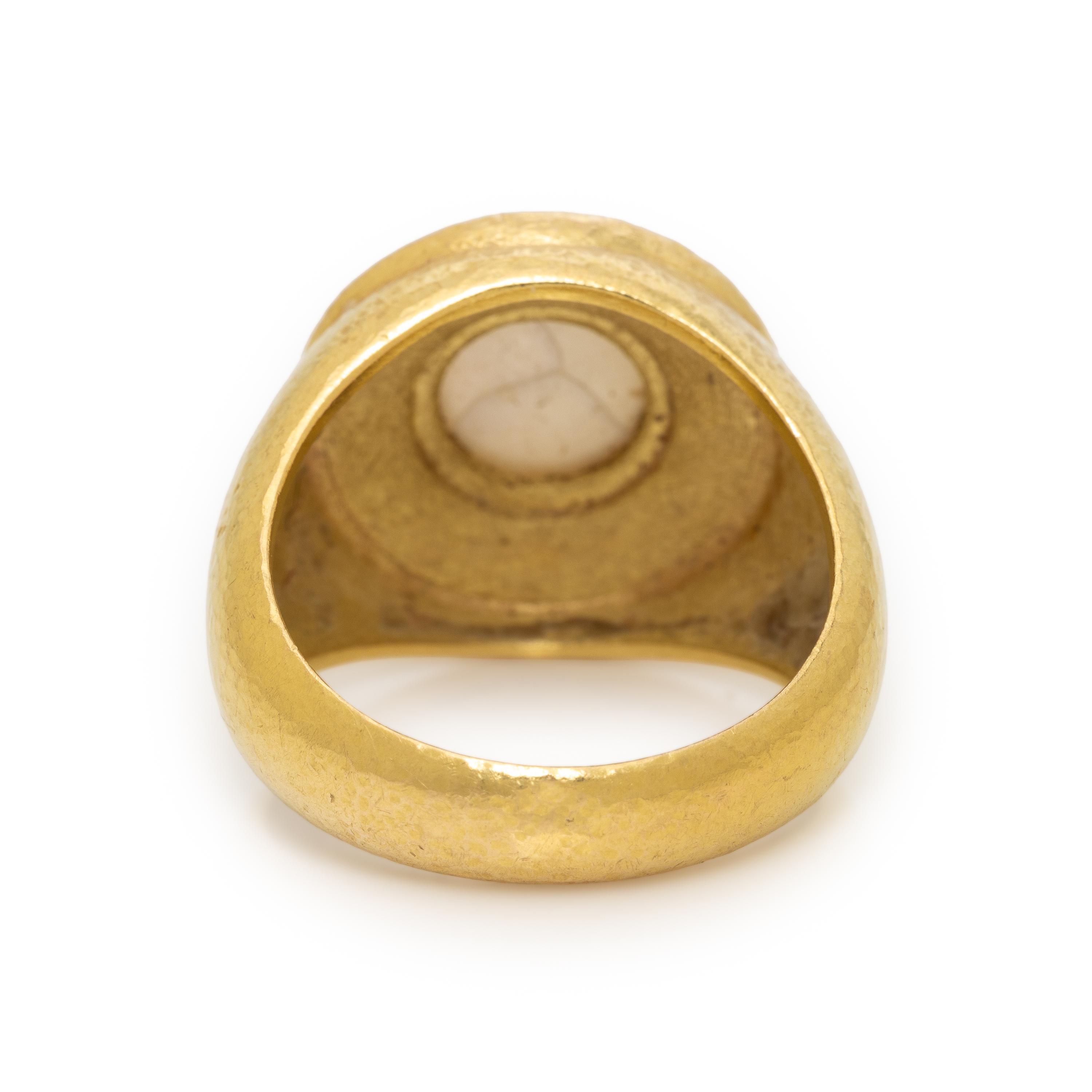 Elizabeth Locke, Yellow Gold and Carved Moonstone 'Man-in-the-Moon' Ring