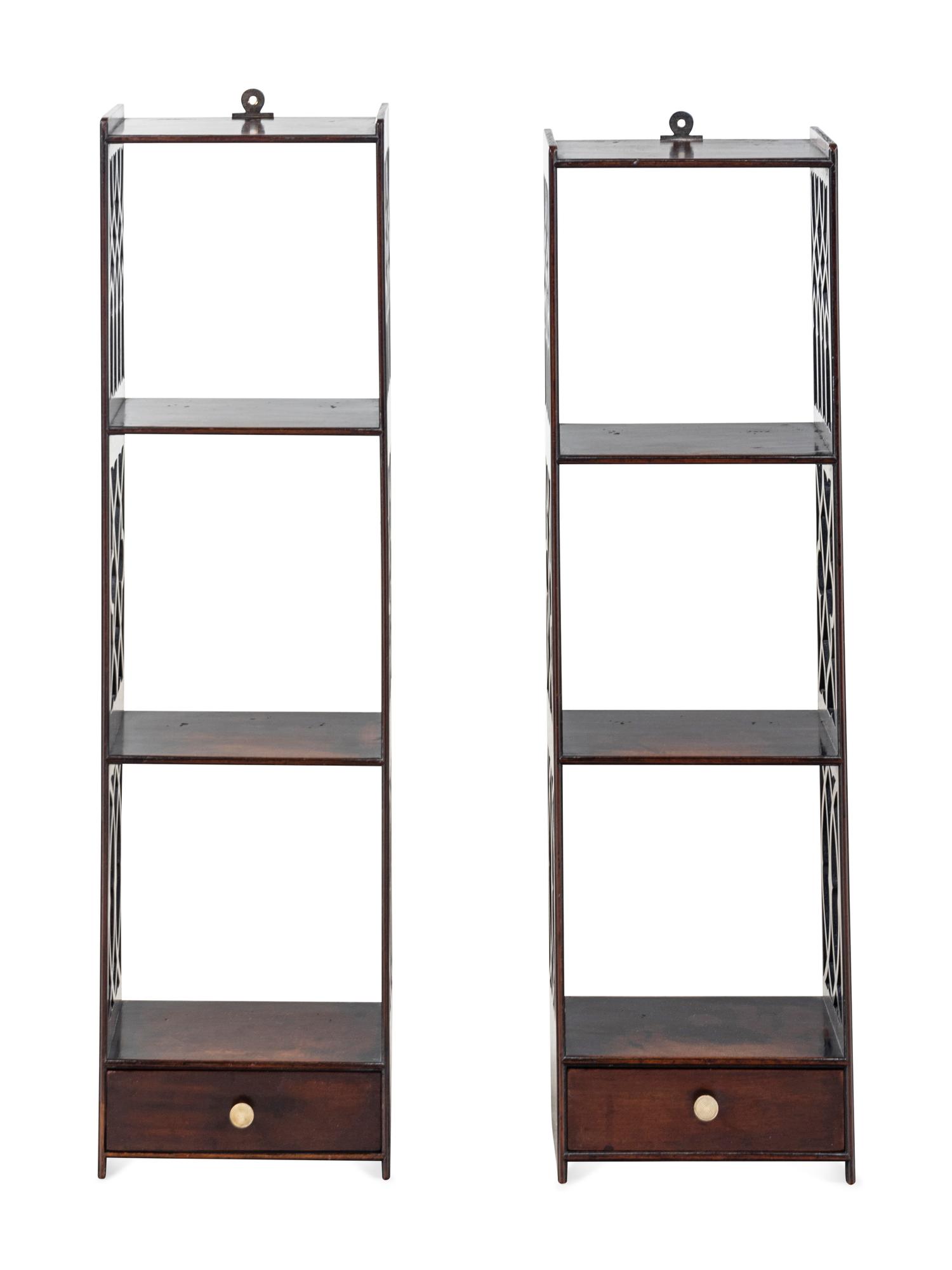 A Pair of English Mahogany Hanging Shelves