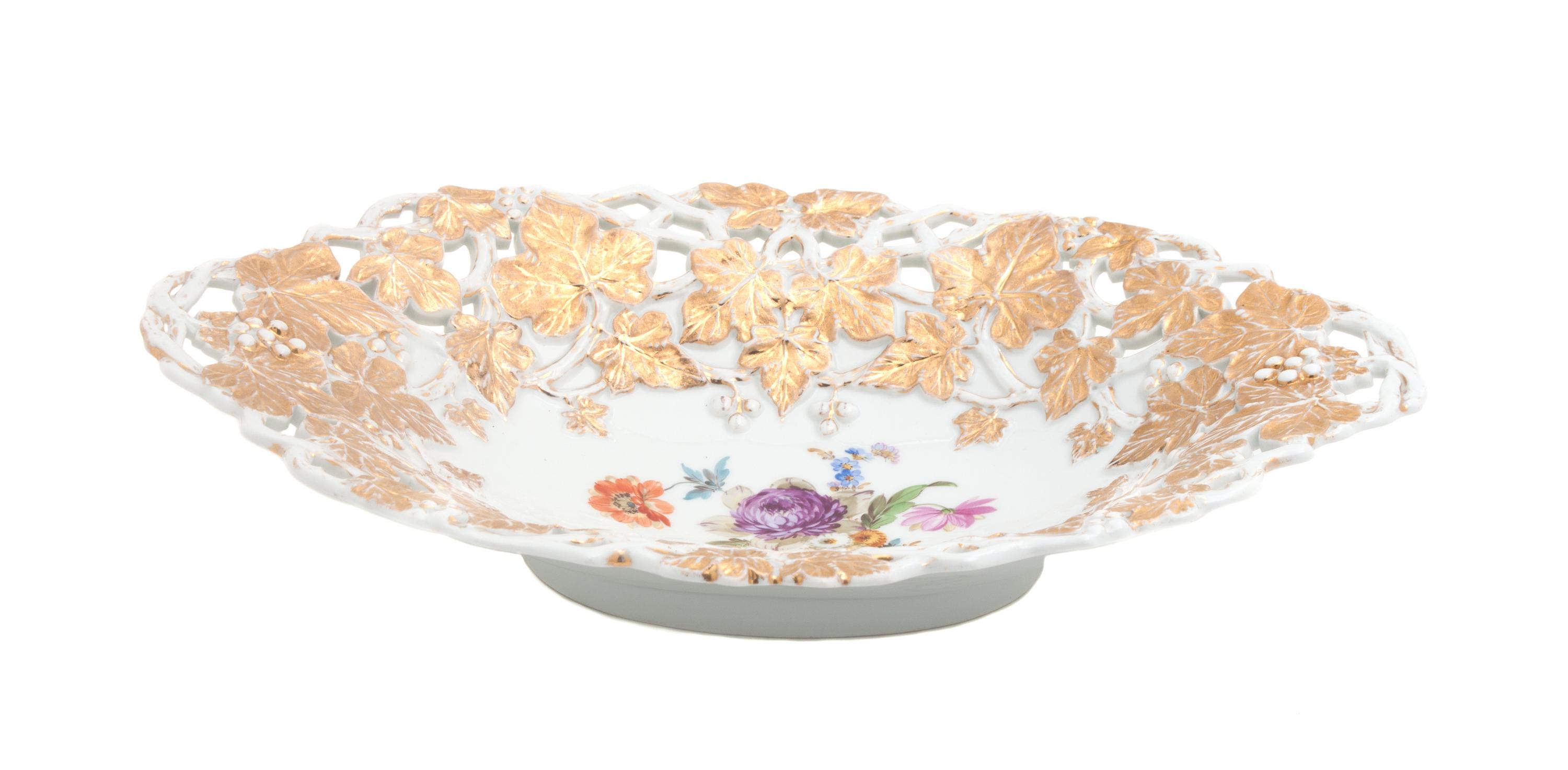 A Meissen Porcelain Reticulated Bowl Width 12 3/8 inches. — 19TH/20TH CENTURY