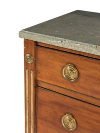 A Swedish Neoclassical Gilt Bronze Mounted Mahogany Marble-Top Bureau Chest