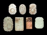 Seven Chinese Carved Jade Plaques