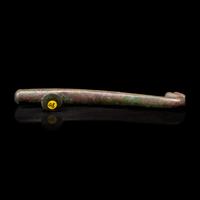 A Chinese Silver Inlaid Bronze Belt Hook, Warring States-Han Dynasty(476.BC-220.AD) 戰國-漢 (476.BC-220.AD) 銅嵌銀帶鉤