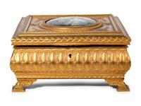 A French Gilt Metal and Enamel Inset Table Casket