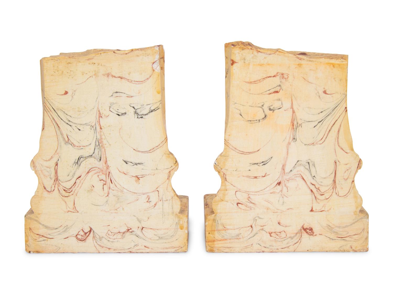 A Pair of Faux Marble Painted Columnar-Form Bookends