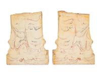 A Pair of Faux Marble Painted Columnar-Form Bookends