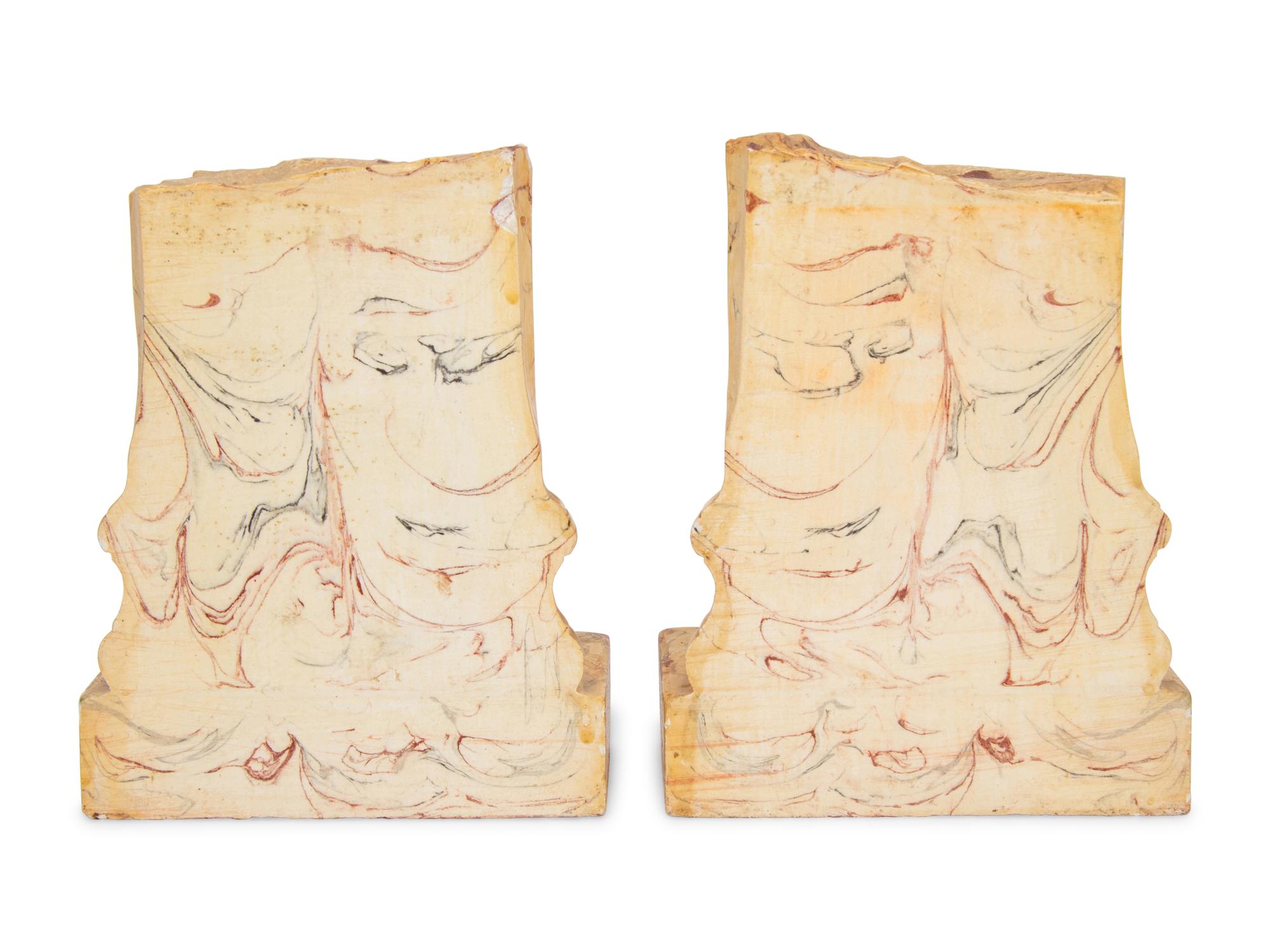 A Pair of Faux Marble Painted Columnar-Form Bookends