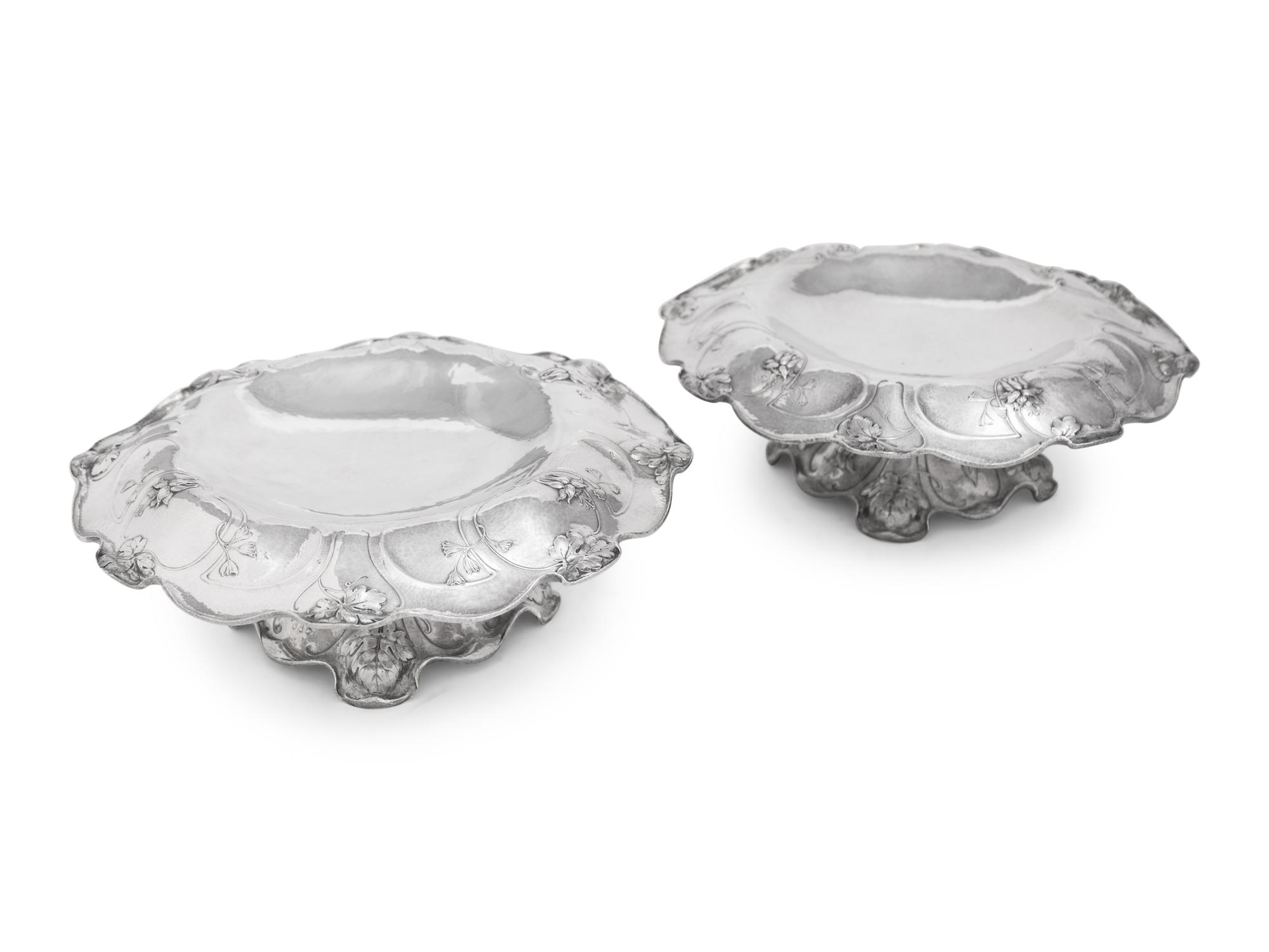 A Pair of Gorham Martelé Silver Compotes