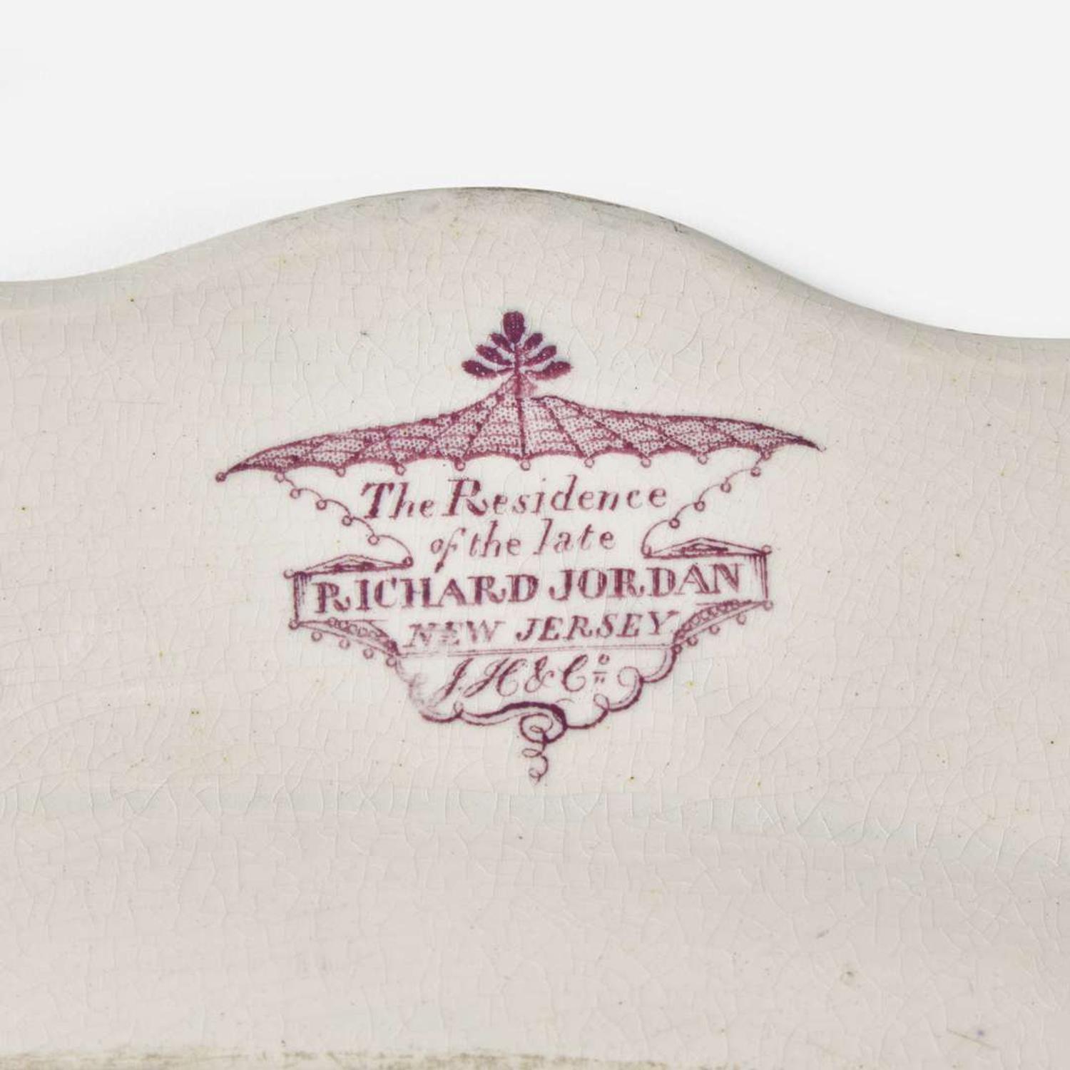 A collection of "Residence of the late Richard Jordan" Staffordshire transfer-printed tablewares first quarter 19th century