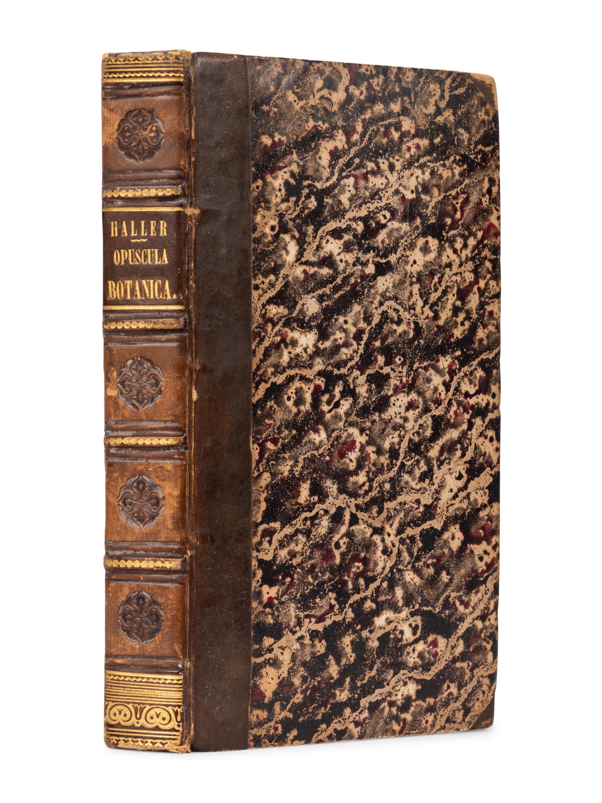 HALLER, Albrecht von (1708-1777). Opuscula sua Botanica. Prius Edita Recensuit Retractavit Auxit Coniuncta Edidit. Göttingen: J. Wilhelm Schmid, 1749.