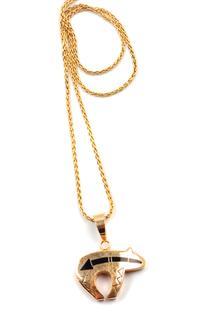 Ray Tracey Yellow Gold and Onyx Bear with Gold Chain Necklace