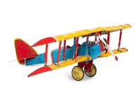 A Large Painted Canvas and Wood Model of a Biplane