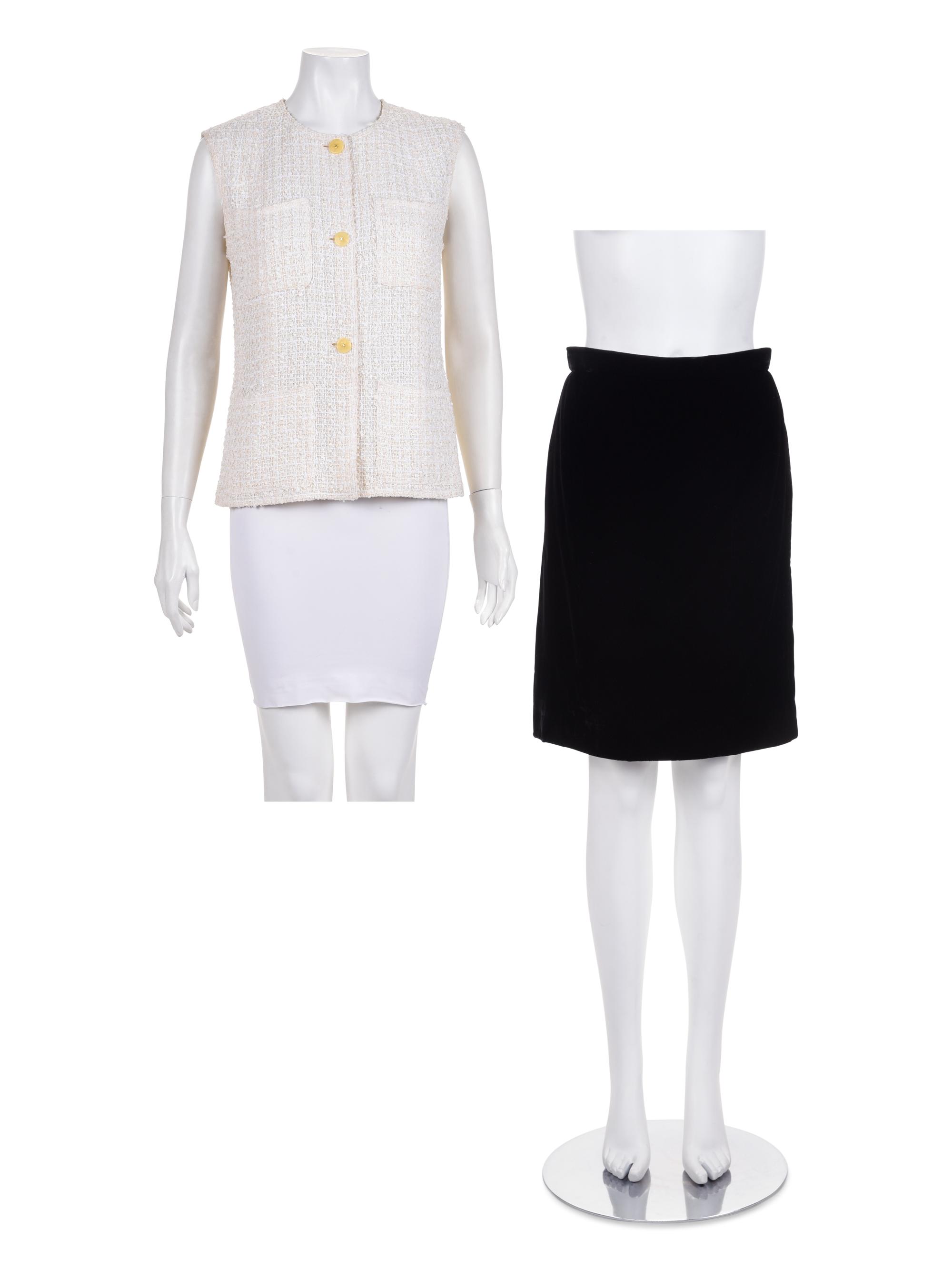 Chanel Tweed Vest and Velvet Skirt, Fall 1996-Spring 1999