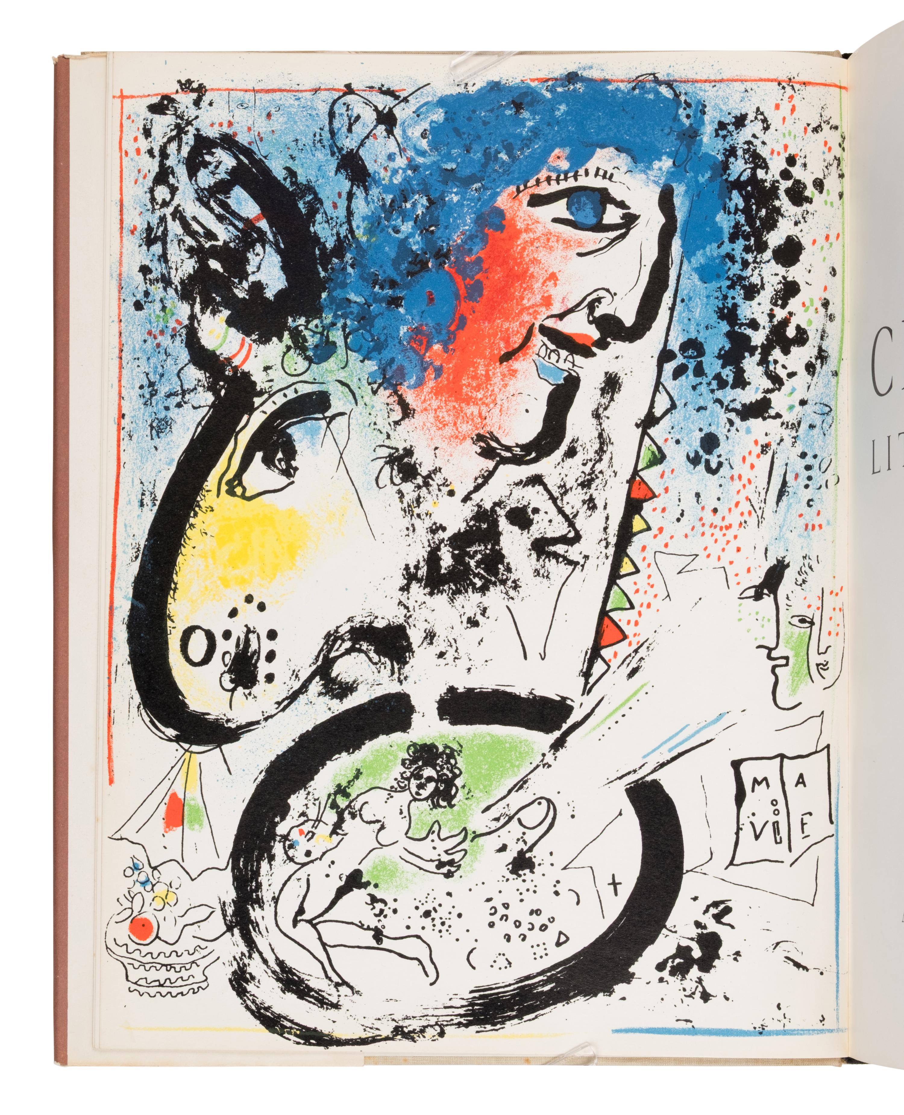 Chagall, Marc (1887-1985). The Lithographs of Chagall . Vol. I: Paris: Andre Sauret, 1960; Vol. II: Paris: Andre Sauret, 1963; Vol. III: Paris: Andre Sauret, 1969; Vols. IV, V and VI: Monte Carlo: Andre Sauret, 1974, 1984, 1986.