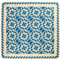 A Blue and White Tumbling Blocks Quilt