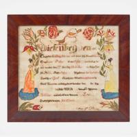 A birth and baptism Fraktur for John Peterman Daniel Peterman (1797-1871), circa 1845