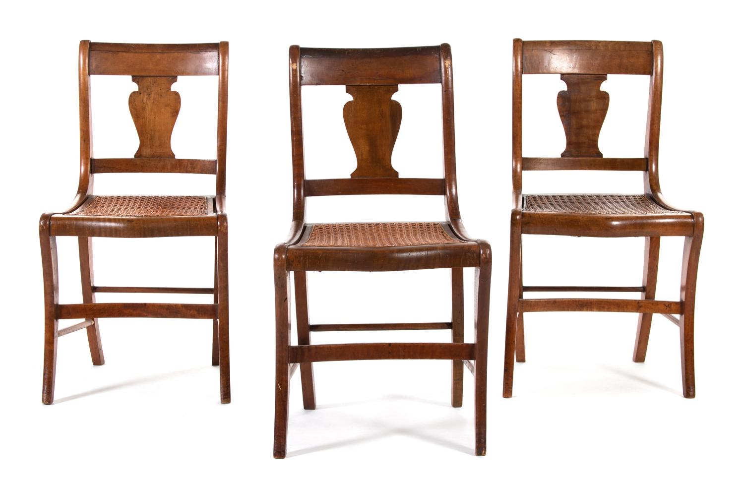 A Set of Three Federal Caned Maple Side Chairs