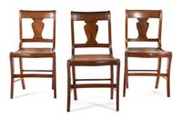 A Set of Three Federal Caned Maple Side Chairs