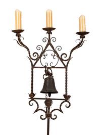 A Spanish Baroque Style Wrought Iron Torchère with Bell