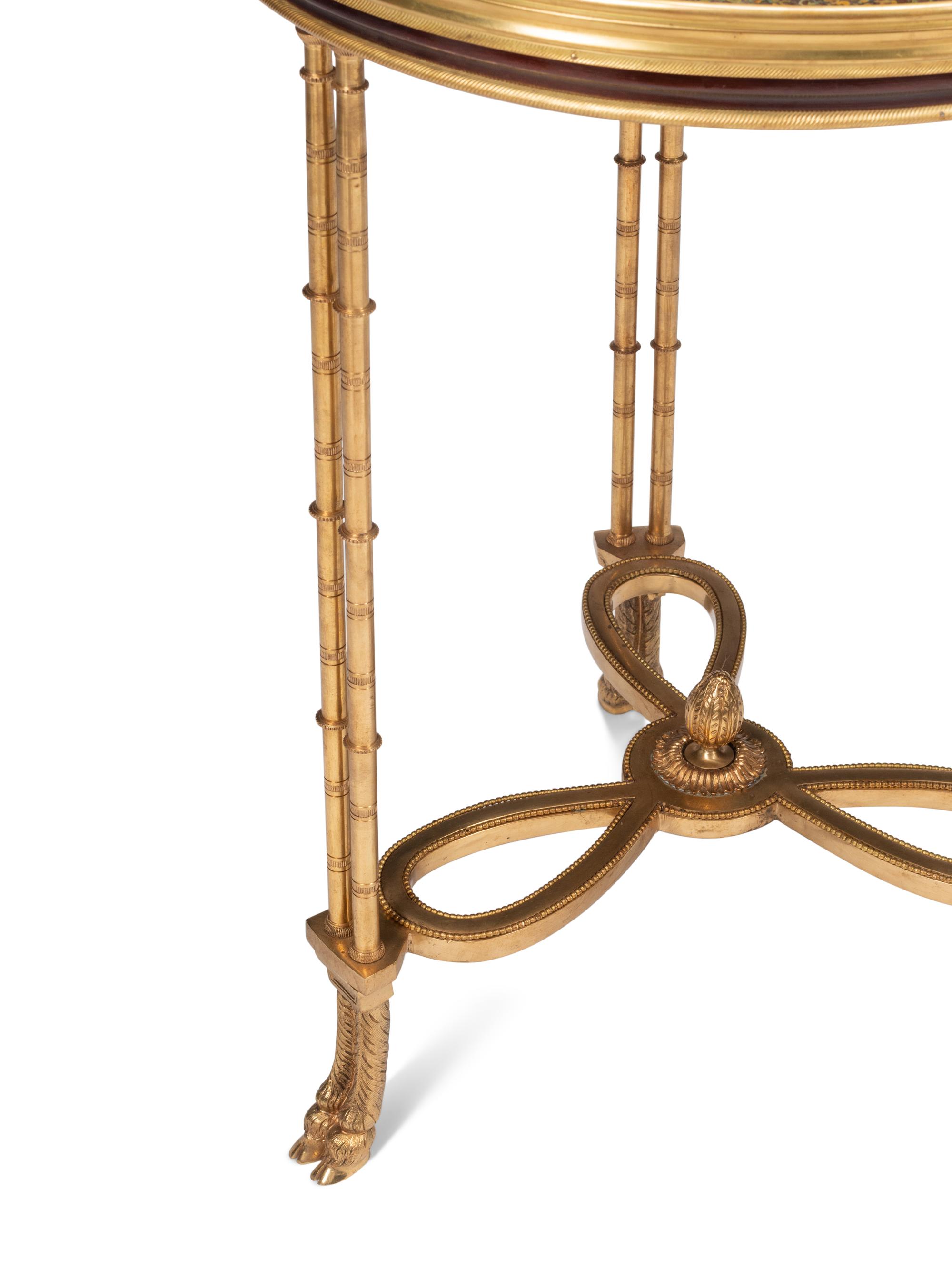 A Pair of Gilt Bronze and Pietra Dura Side Tables
