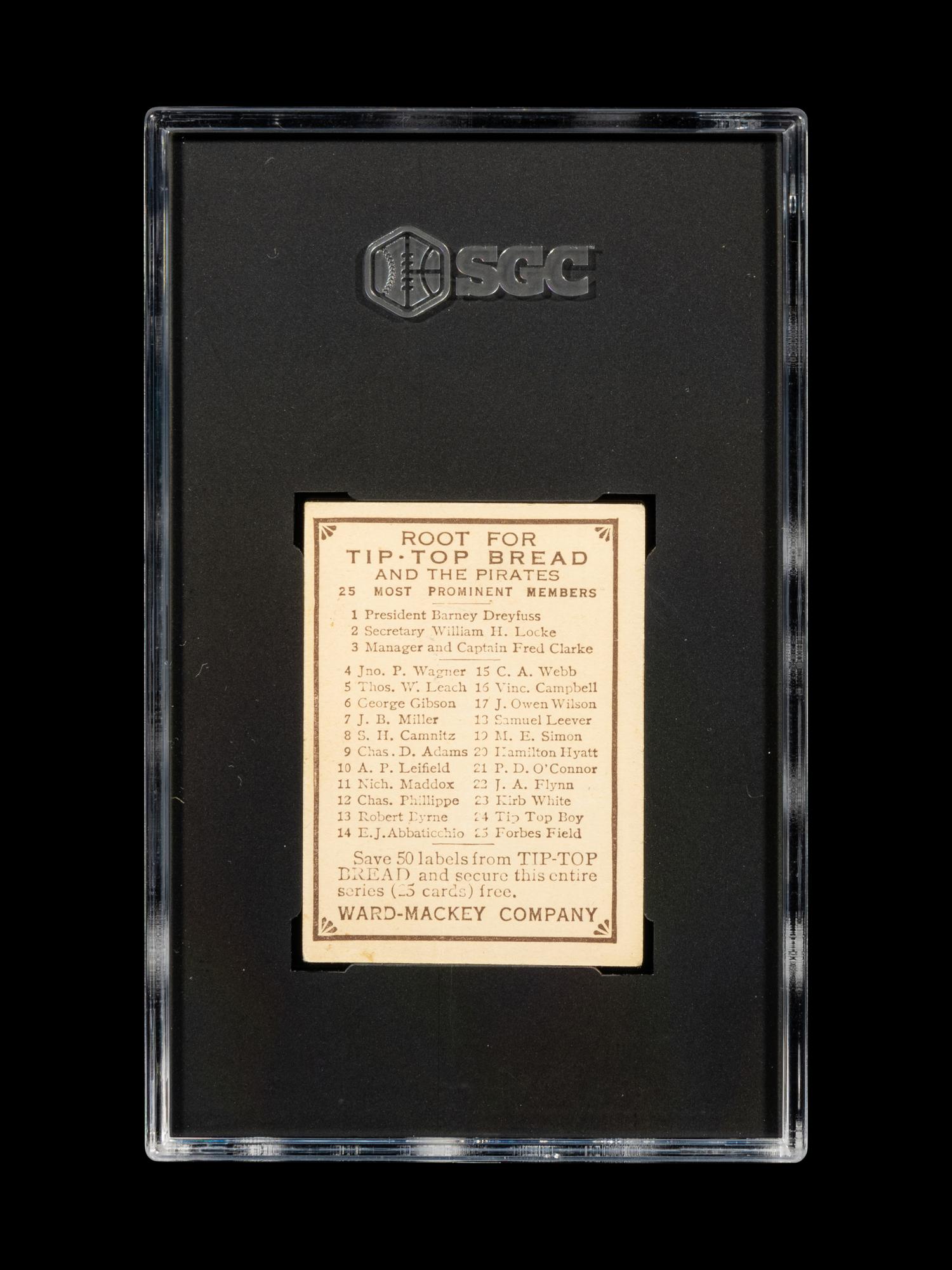 A 1910 Tip Top Bread Honus Wagner Baseball Card (SGC 3 VG)