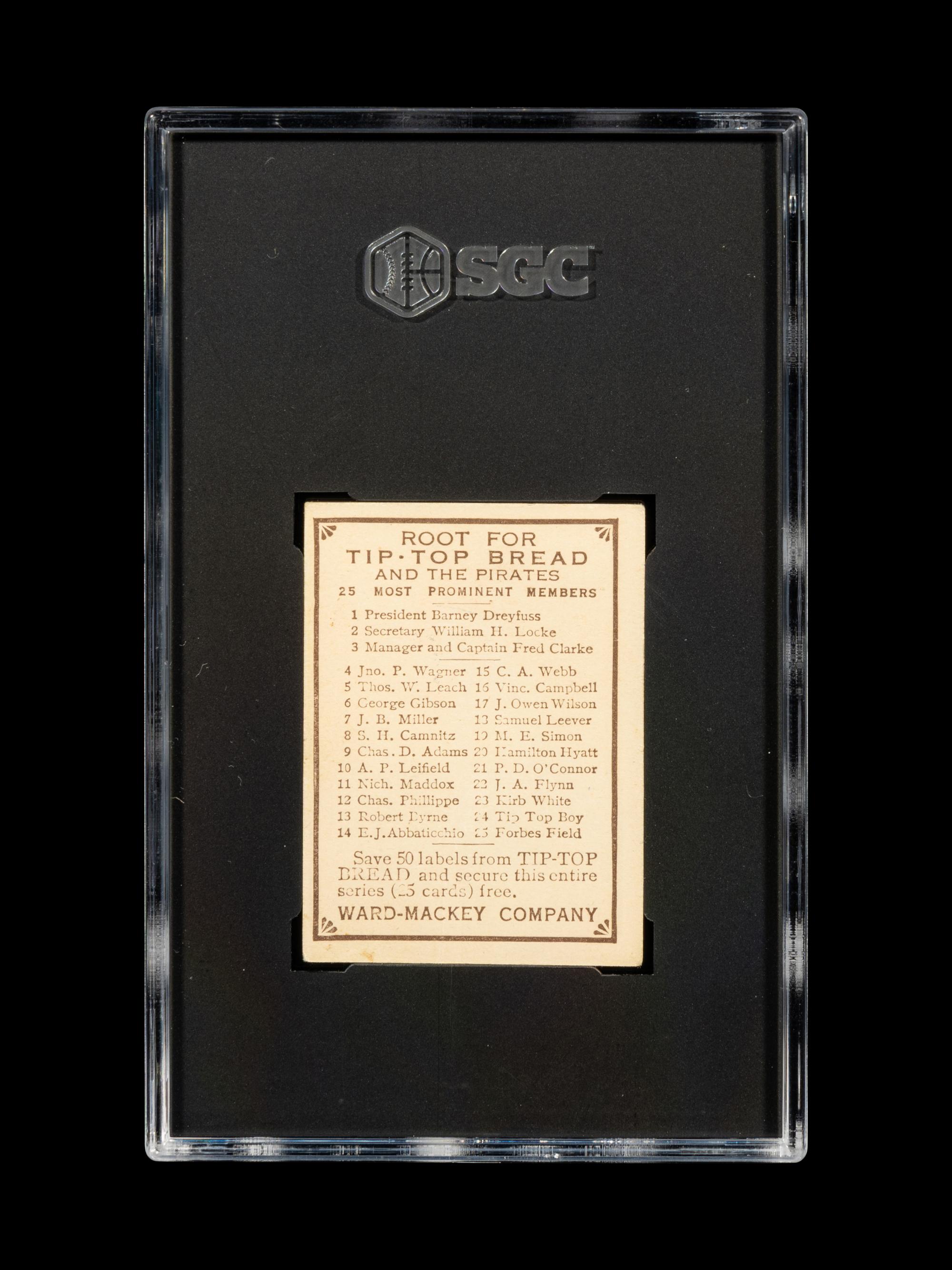 A 1910 Tip Top Bread Honus Wagner Baseball Card (SGC 3 VG)