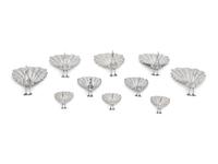 A Collection of Ten American Silver Peacock Table Ornaments