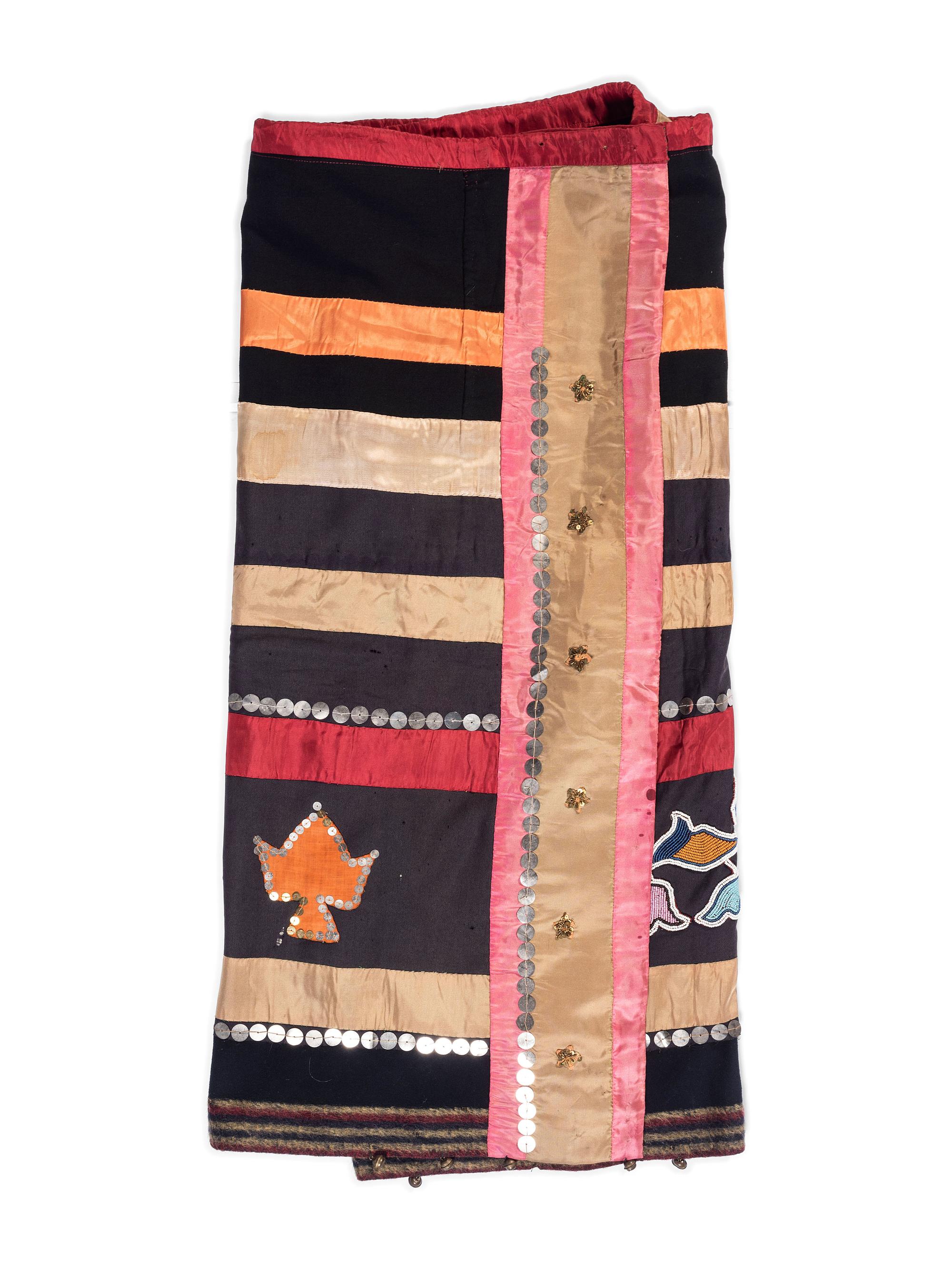 Osage Ribbonwork and Beaded Wool Skirt