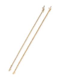PAIR OF YELLOW GOLD AND DIAMOND LINE BRACELETS