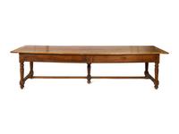 A Large Continental Fruitwood Refectory Table with Stretcher