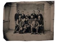 [EARLY PHOTOGRAPHY]. A group of 12 occupational photographs highlighted by a tintype of railroad workers including an African American subject.