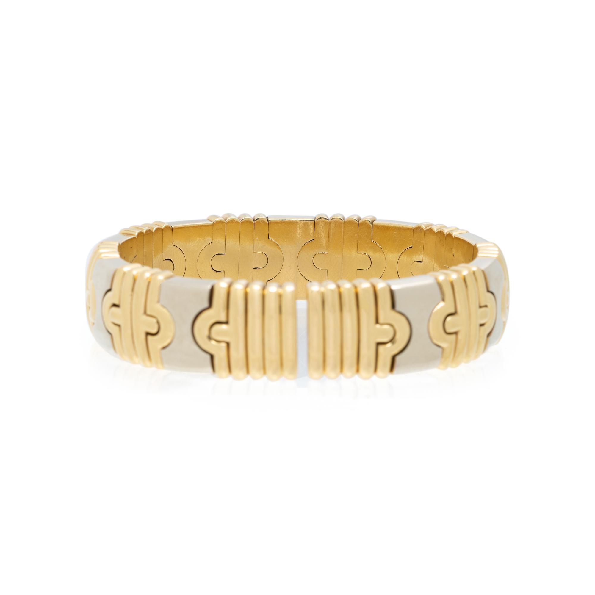 YELLOW GOLD AND STEEL CUFF BRACELET