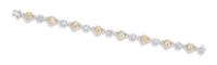 An 18 Karat White Gold, Colored Diamond and Diamond Bracelet, 11.90 dwts.