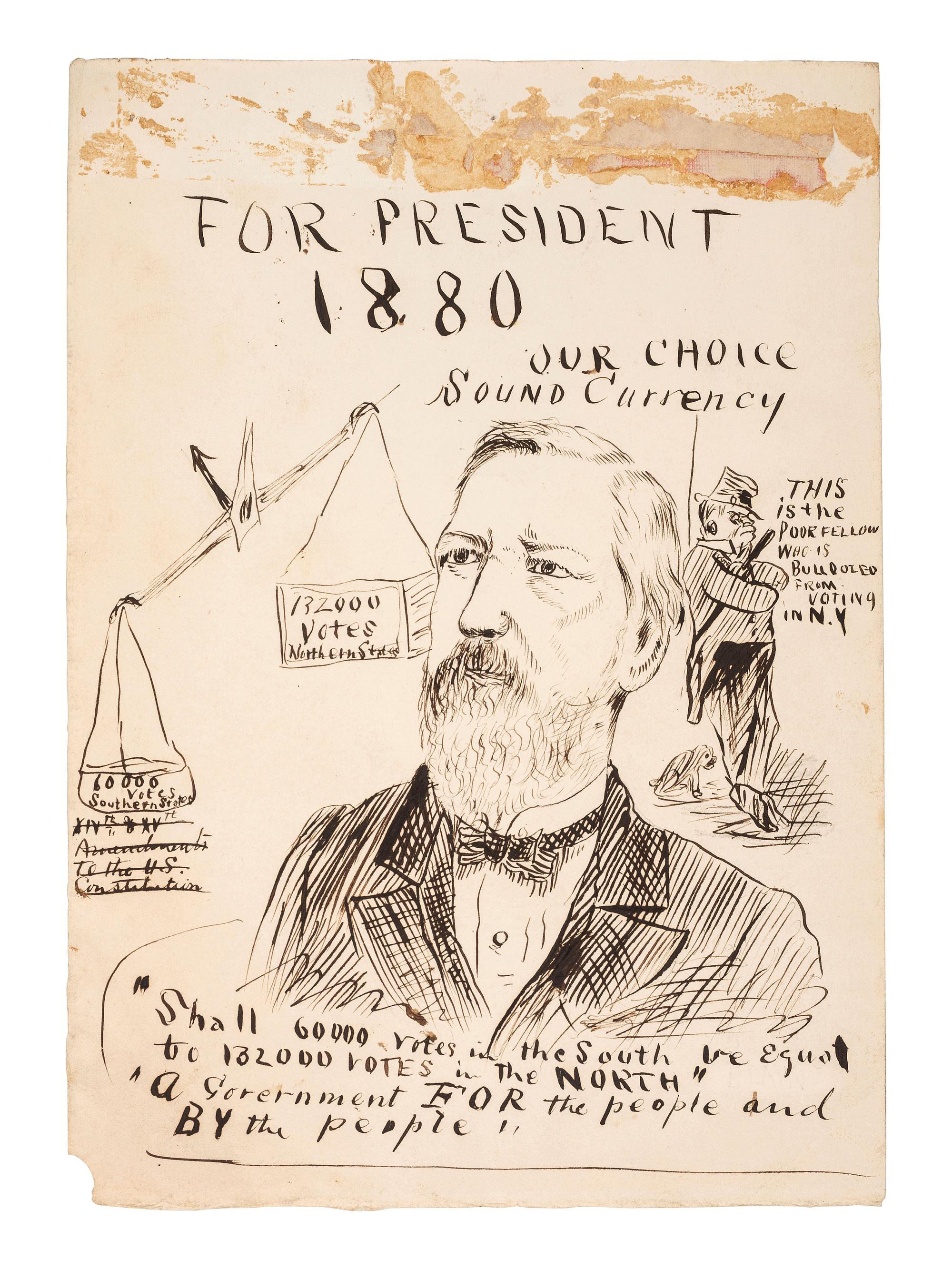 [1880 ELECTION - POLITICAL CARTOONS]. A group of Puck chromolithographs related to the politics and presidential campaigns in 1880.