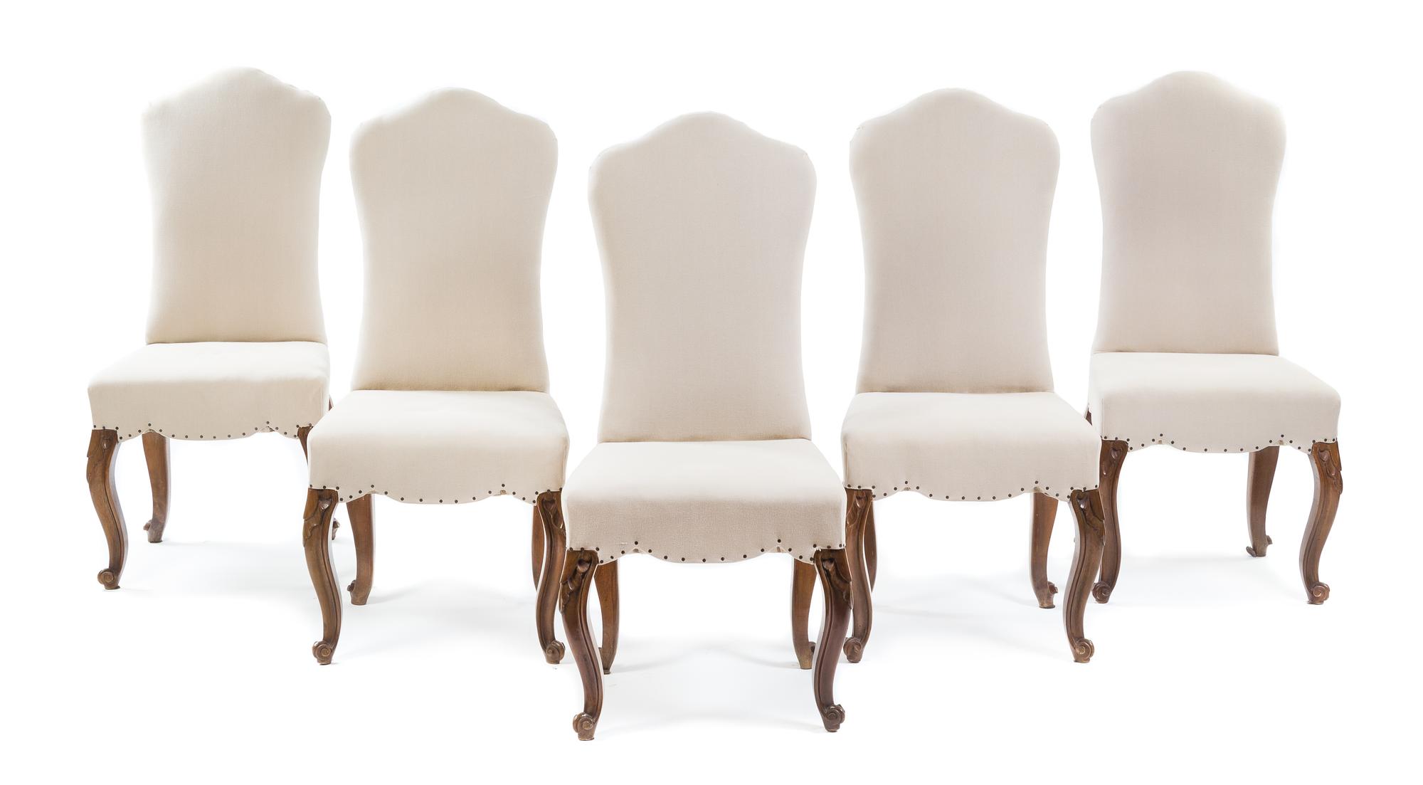 A Set of Ten Italian Walnut Dining Chairs Height 39 1/4 inches. — LUCCA, EARLY 20TH CENTURY