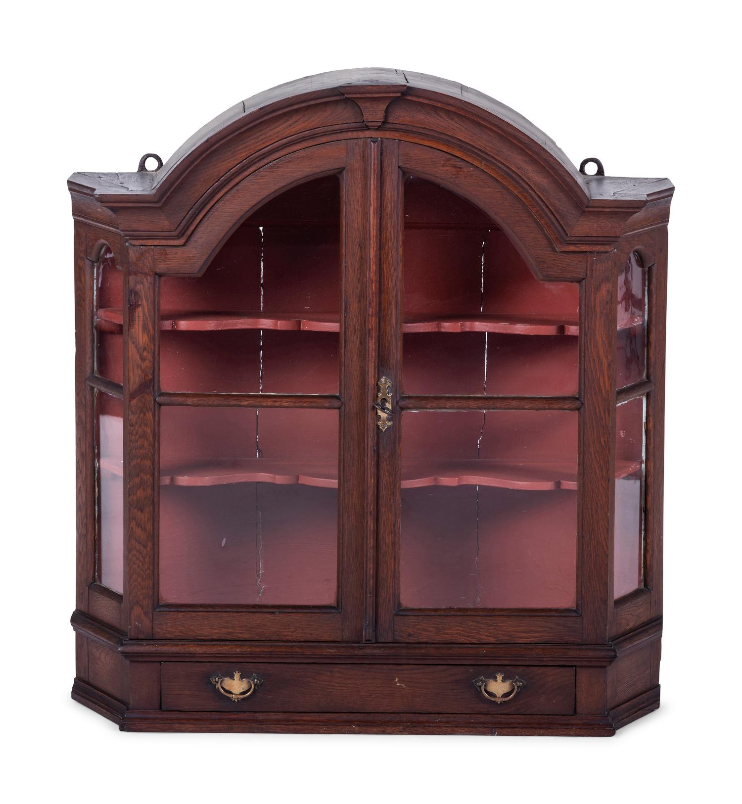 A Queen Anne Molded Oak Table Top Display Cabinet