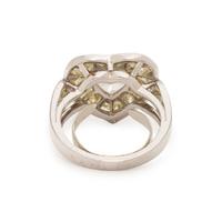 OSCAR HEYMAN, HEART SHAPED DIAMOND AND YELLOW DIAMOND RING