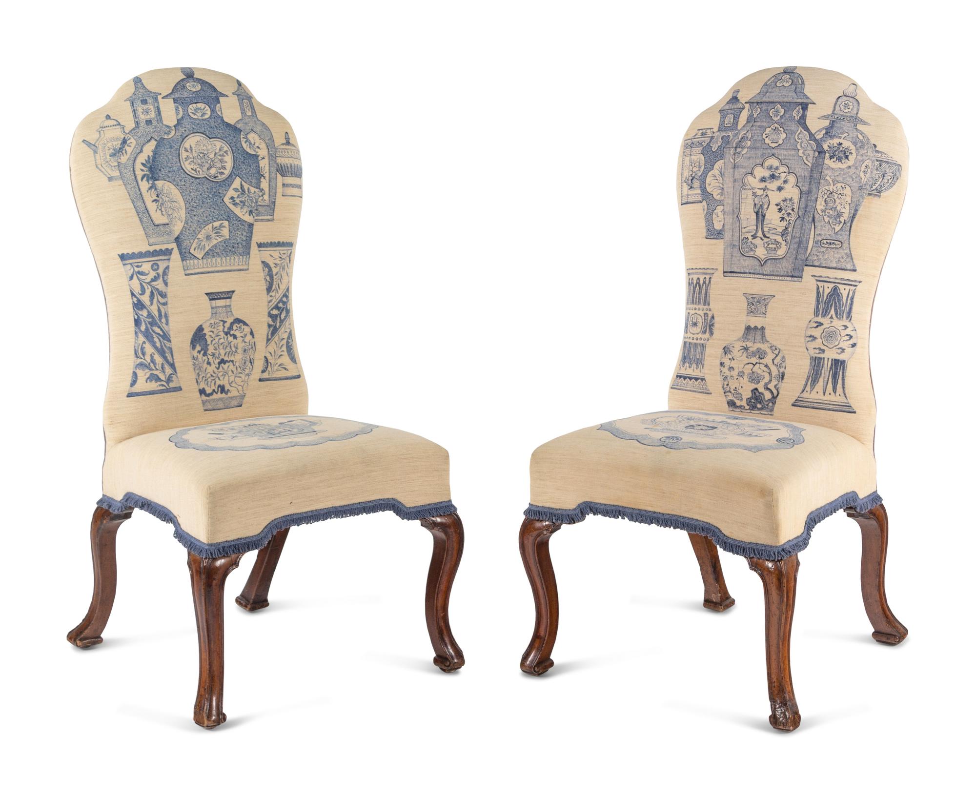 A Pair of Anglo-Dutch Walnut Side Chairs