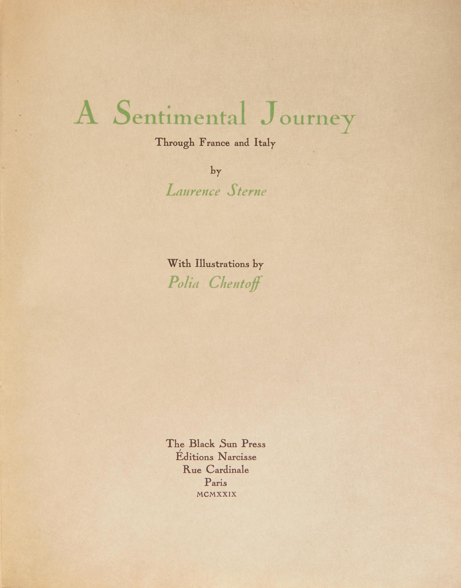 [Black Sun Press] Sterne, Laurence. A Sentimental Journey Through France and Italy